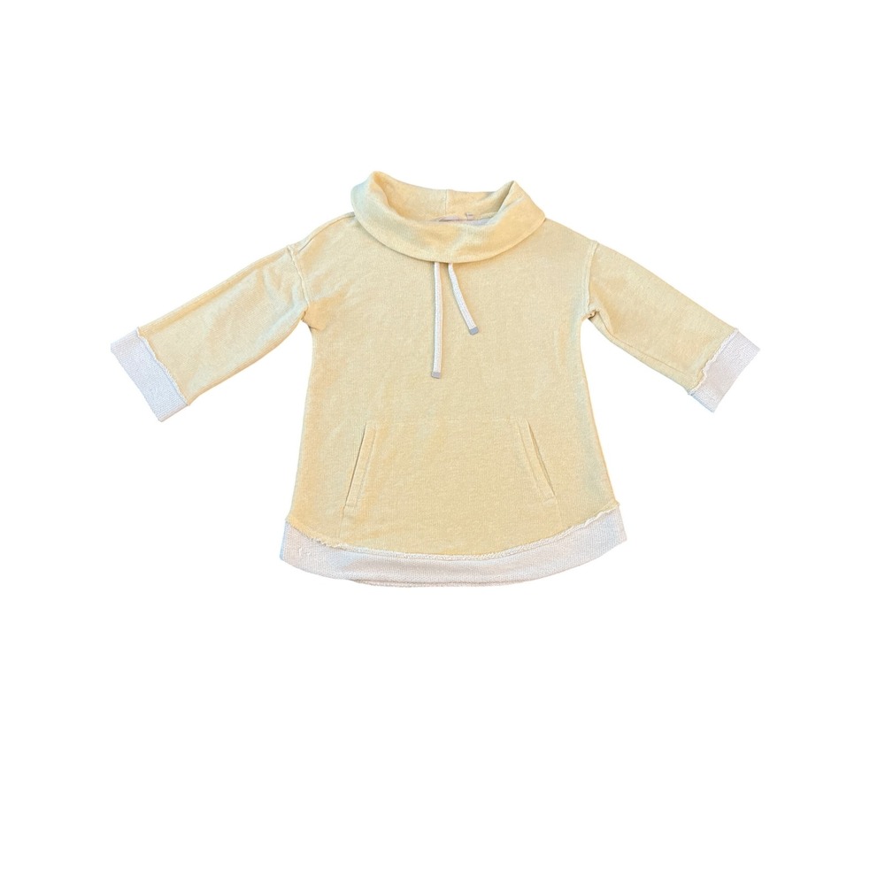 Soft Surroundings Yellow Marl Cowl Neck Tunic Sweater Kangaroo Pocket Medium